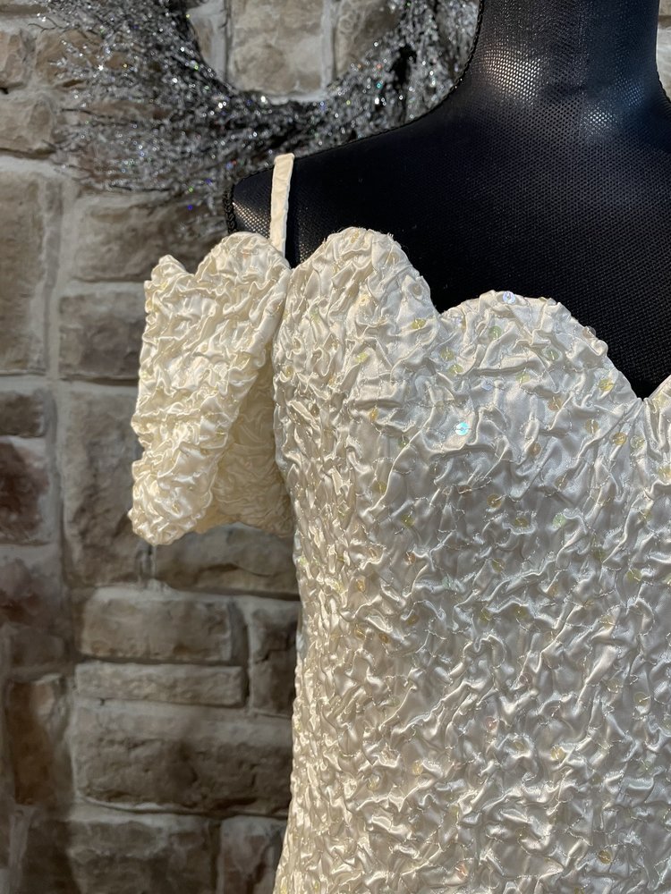 Zum Zum White Sequin Crinkle Dress, Size 11/12