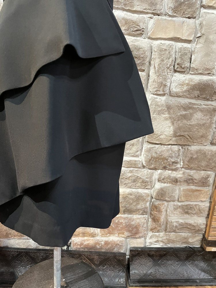 Scaasi Black Faux Wrap 3-Tiered Dress, Size 12