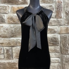Black Velvet Bow Front Tank, Size L
