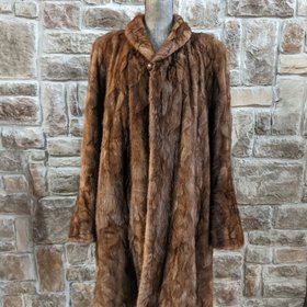 Ranch Mink Sections Coat w/ Bell Cuffs, Size XL