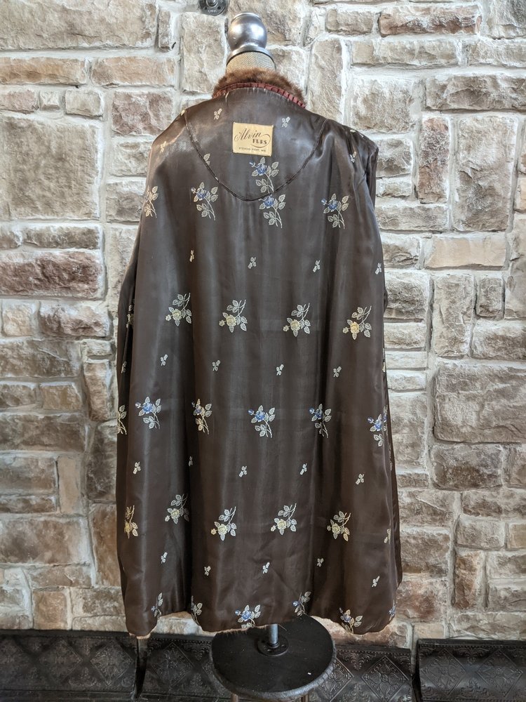 Ranch Mink Sections Coat w/ Bell Cuffs, Size XL