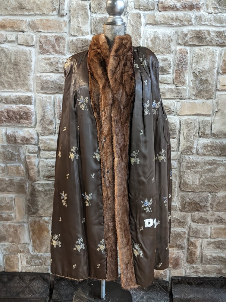 Ranch Mink Sections Coat w/ Bell Cuffs, Size XL