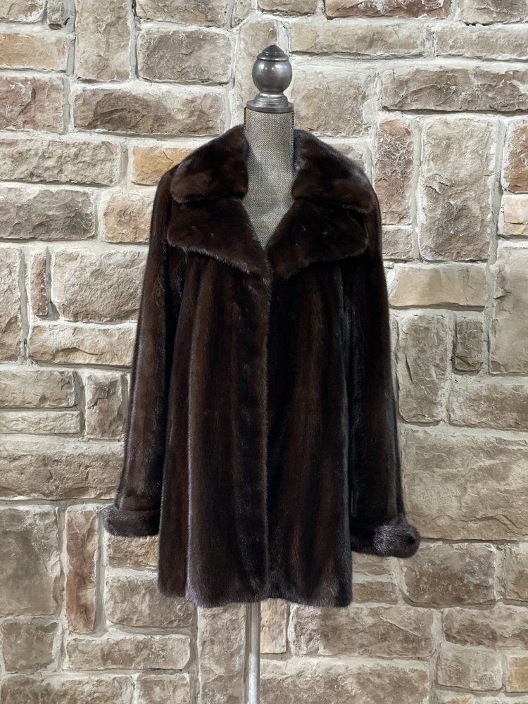 Ranch Mink Notch Collar Coat, Size M