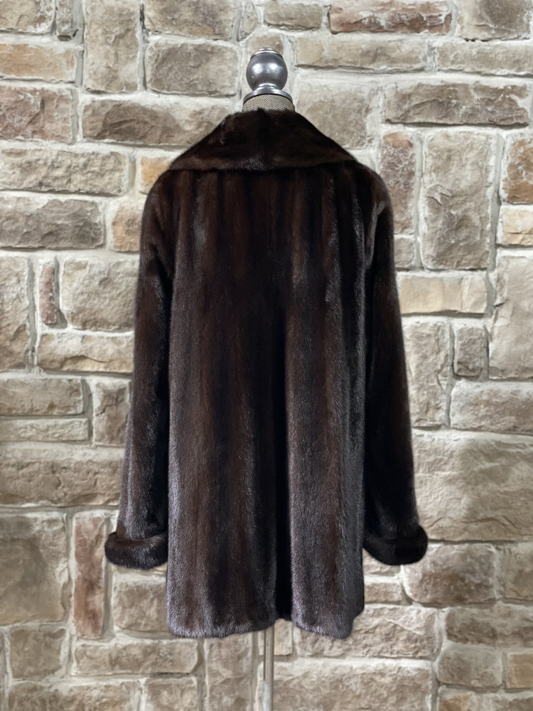 Ranch Mink Notch Collar Coat, Size M