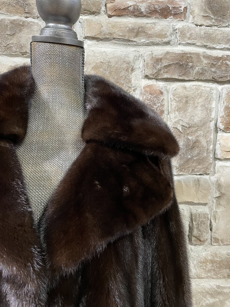 Ranch Mink Notch Collar Coat, Size M