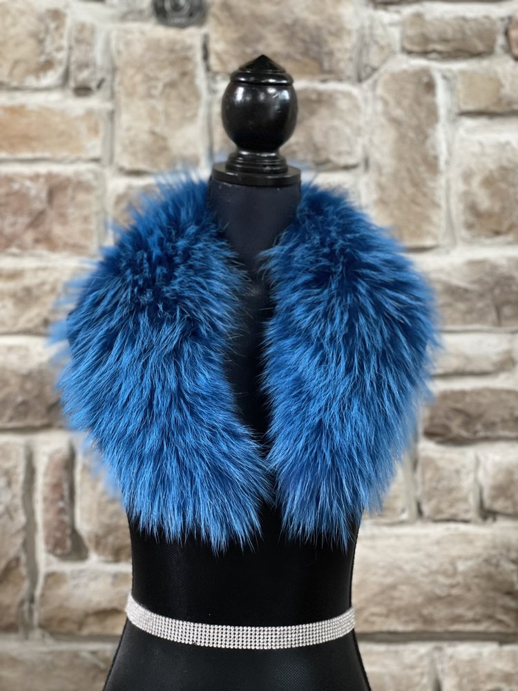 Bright Blue Raccoon Collar, 33"