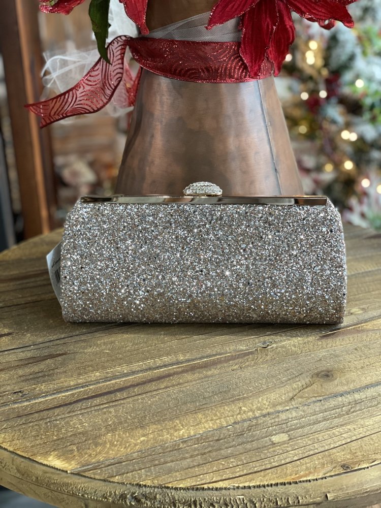 d'margeaux Gold Glitter Rhinestone Knob Clutch