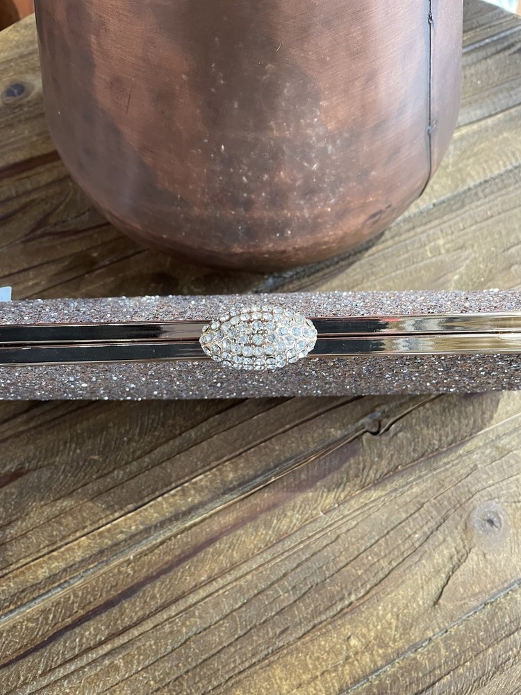 d'margeaux Gold Glitter Rhinestone Knob Clutch