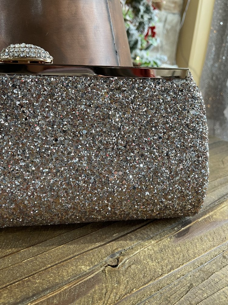 d'margeaux Gold Glitter Rhinestone Knob Clutch