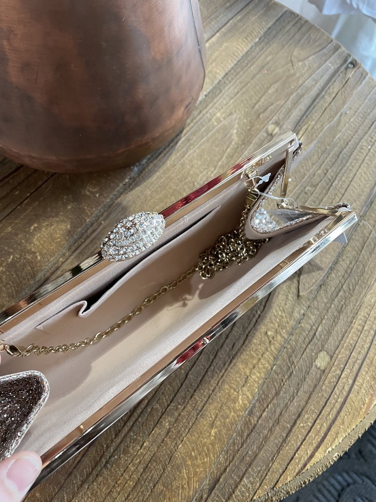 d'margeaux Gold Glitter Rhinestone Knob Clutch