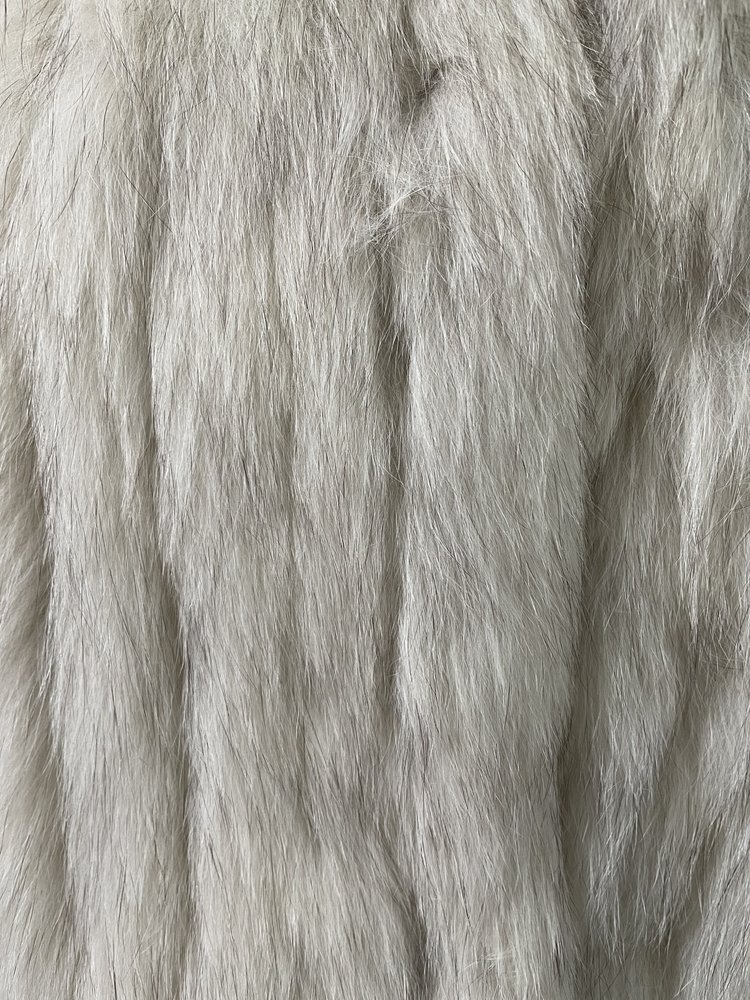 Saga Fox Blue Fox Jacket w/ Leather Piping Collar, Size S