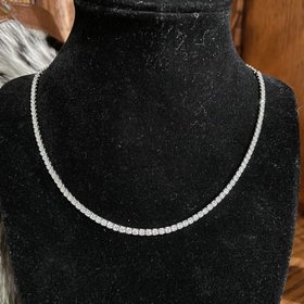 Sterling Silver Rhinestone Line Necklace