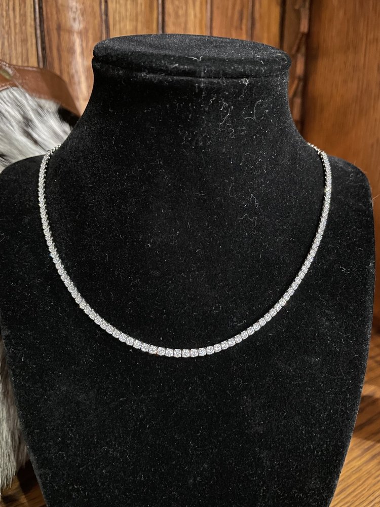 Sterling Silver Rhinestone Line Necklace