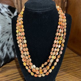 Sterling Silver Gold Bead Orange Jasper Necklace