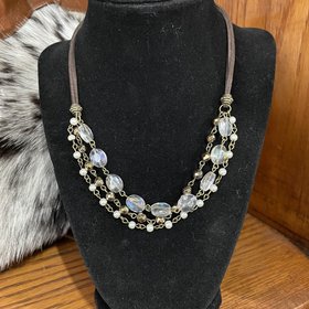 Dylan Jewelry Adjustable Leather Strap 3 Layer Necklace