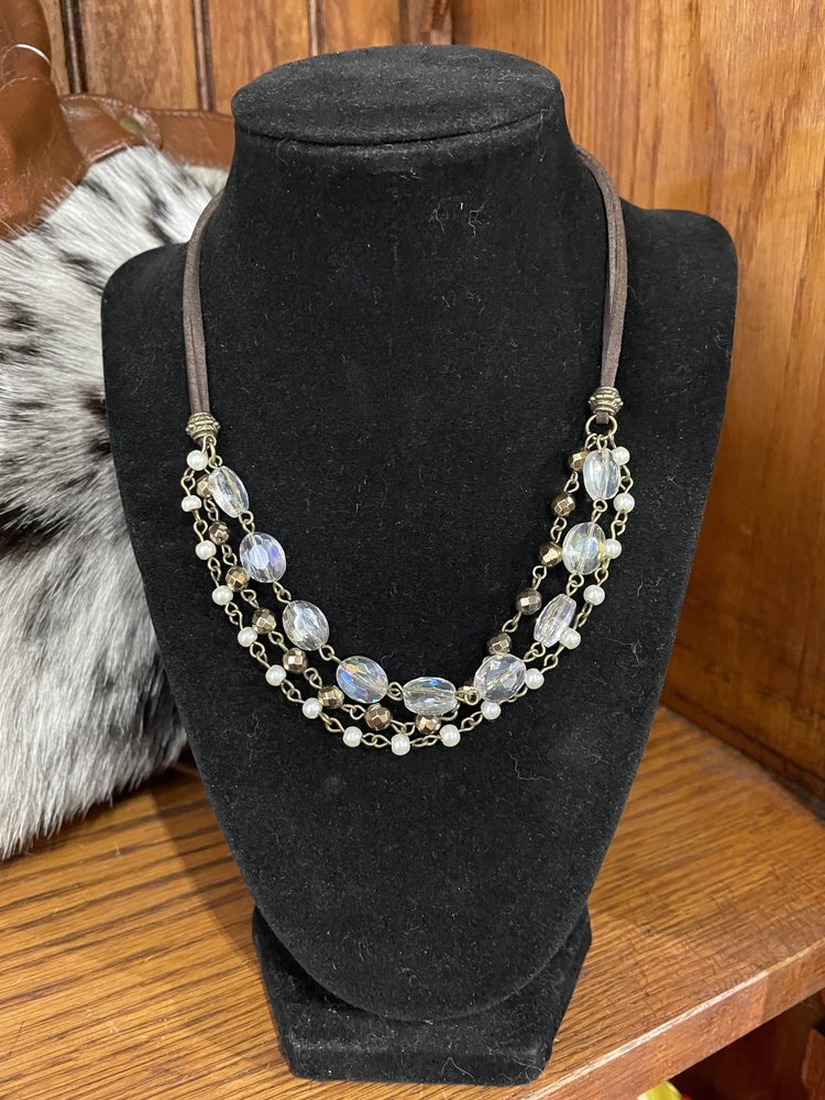 Dylan Jewelry Adjustable Leather Strap 3 Layer Necklace