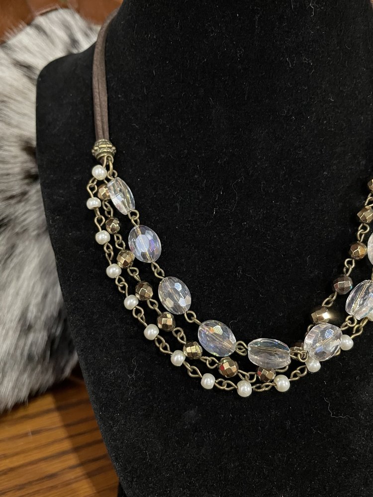 Dylan Jewelry Adjustable Leather Strap 3 Layer Necklace