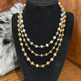 Dylan Jewelry Orange Jasper Bead 3 Layer Necklace