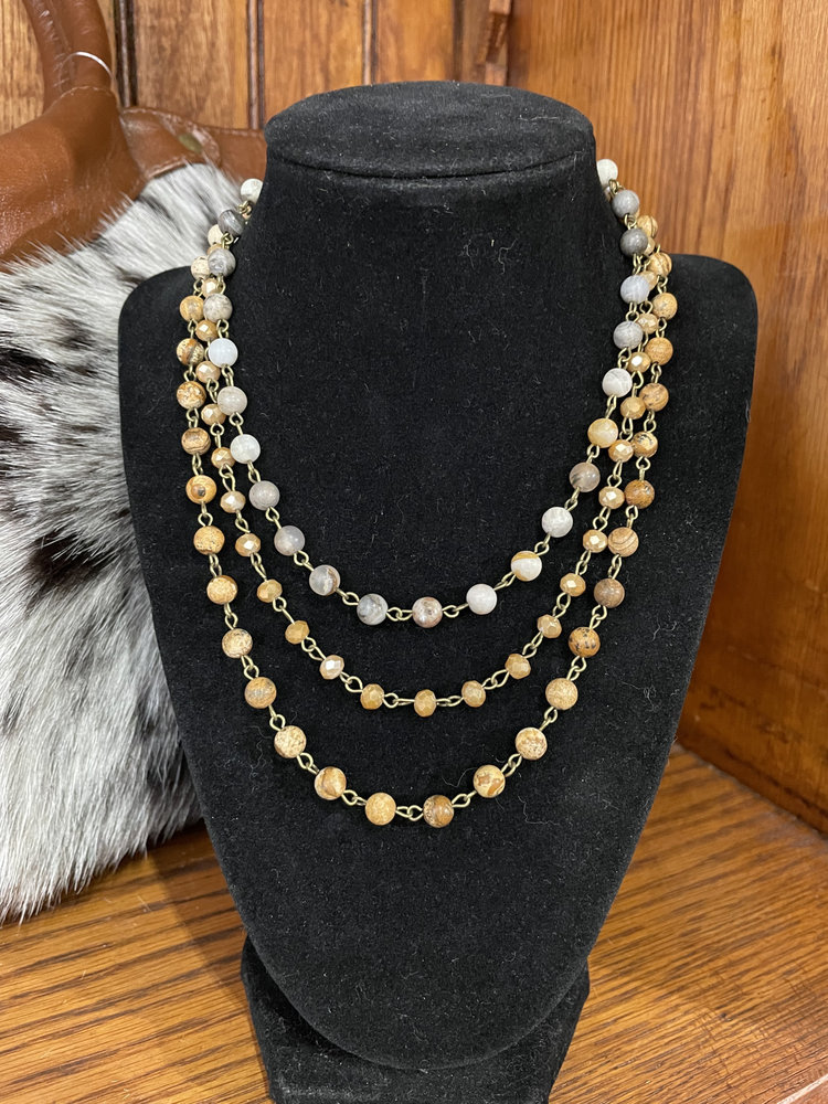 Dylan Jewelry Orange Jasper Bead 3 Layer Necklace