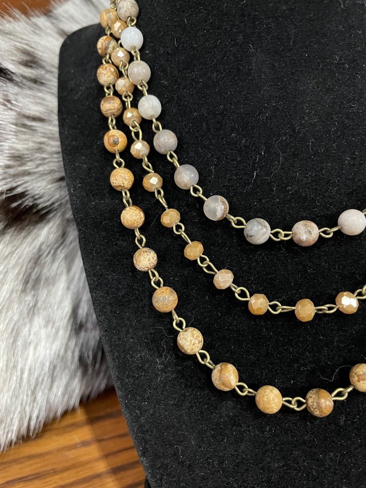 Dylan Jewelry Orange Jasper Bead 3 Layer Necklace