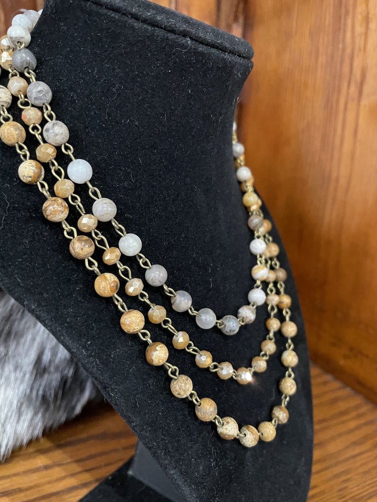 Dylan Jewelry Orange Jasper Bead 3 Layer Necklace