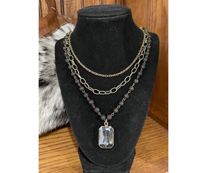 Lava Rock Crystal Pendant Layered Necklace - Elements Unleashed
