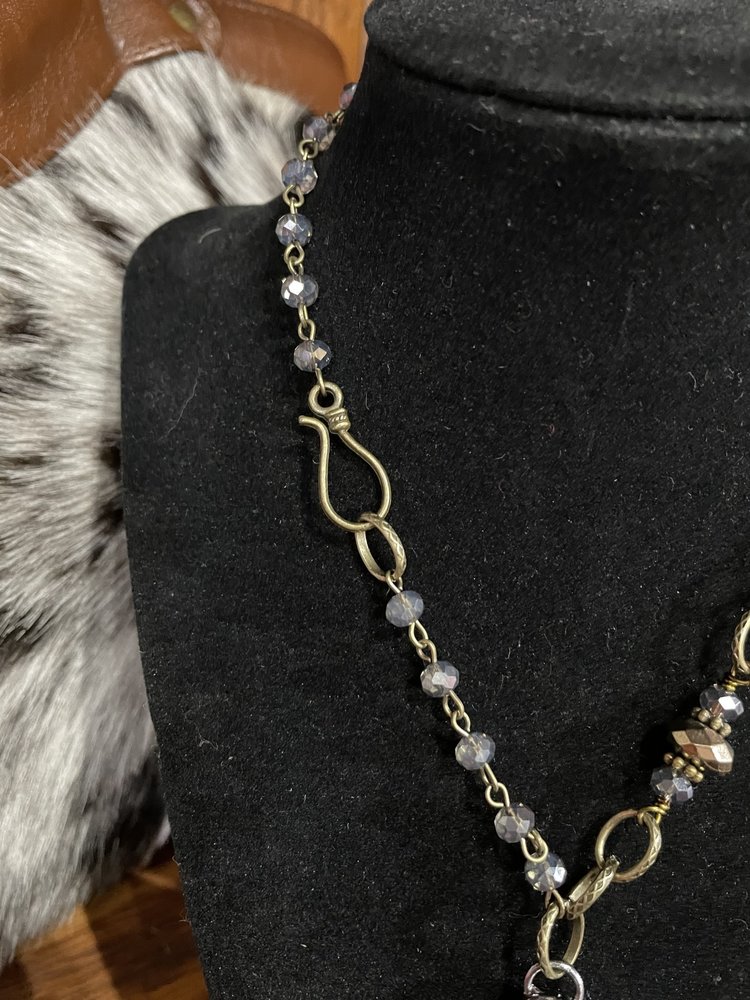 Dylan Jewelry Brass Blue Bead Star Crystal Necklace