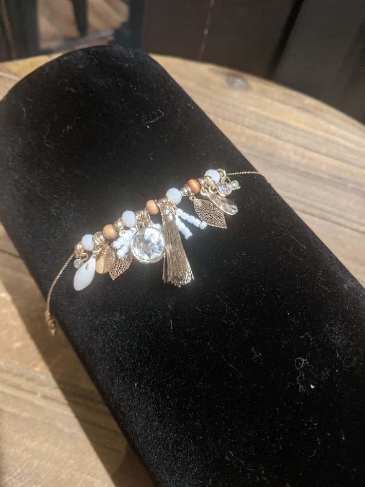 Gold Beaded Charm Bracelet