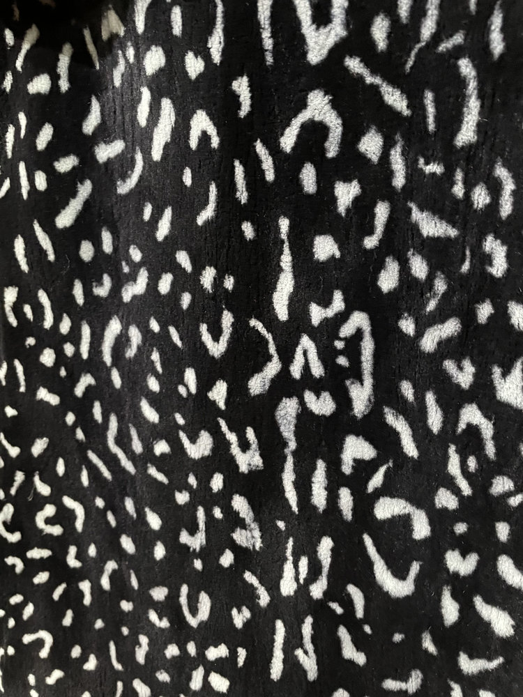 Zuki Sheared Beaver Animal Print Full Length Coat w/ Hood, Size L