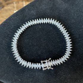 Silver Marquise Cubic Zirconia Tennis Bracelet