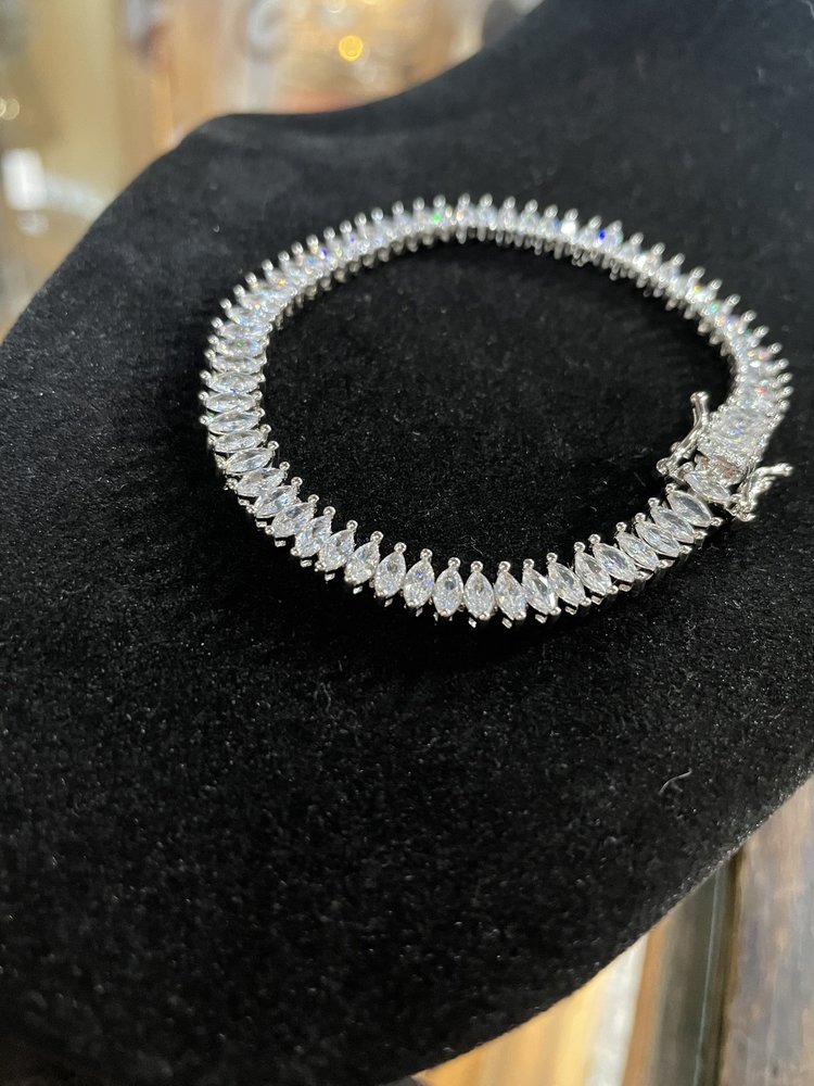Silver Marquise Cubic Zirconia Tennis Bracelet