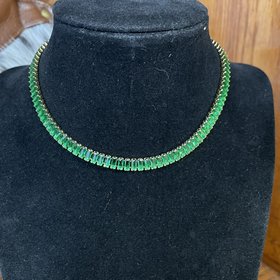 gemelli Gold Green Baguette Choker/ Boot Bling