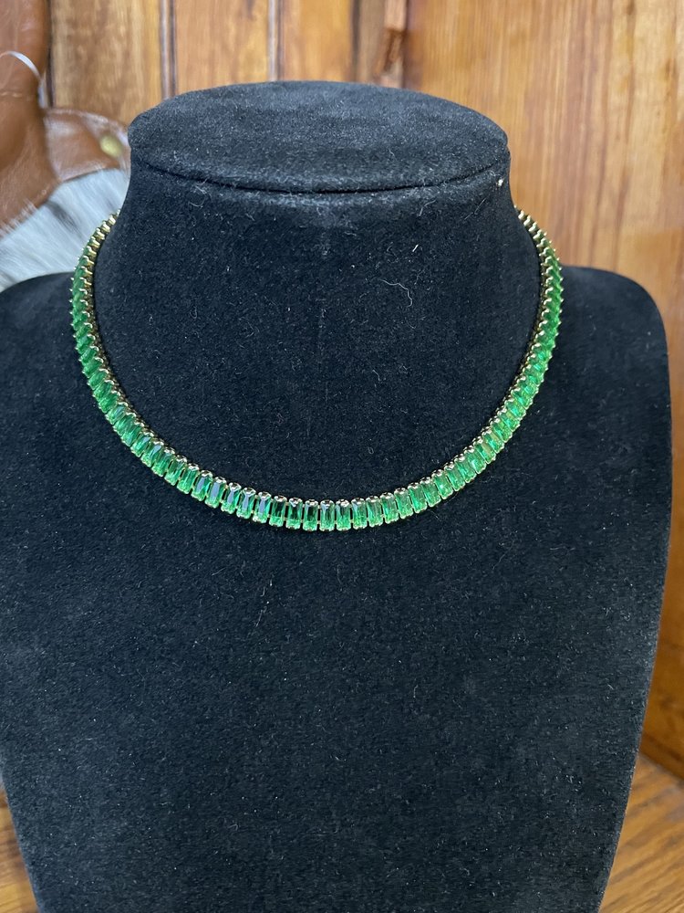 gemelli Gold Green Baguette Choker/ Boot Bling