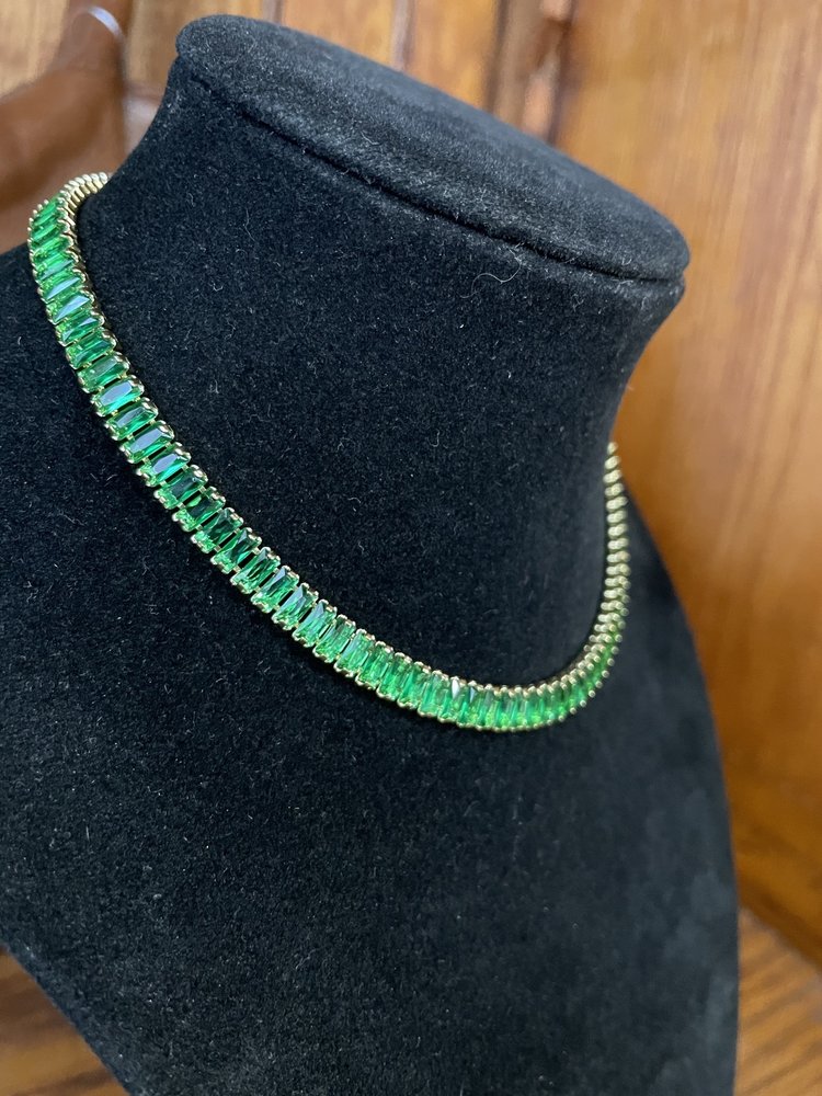 gemelli Gold Green Baguette Choker/ Boot Bling
