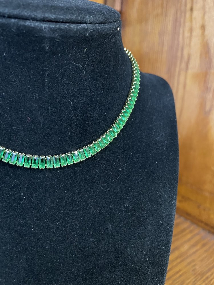 gemelli Gold Green Baguette Choker/ Boot Bling