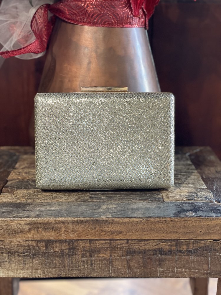 Madison West Gold Shimmer Snake Scale Purse