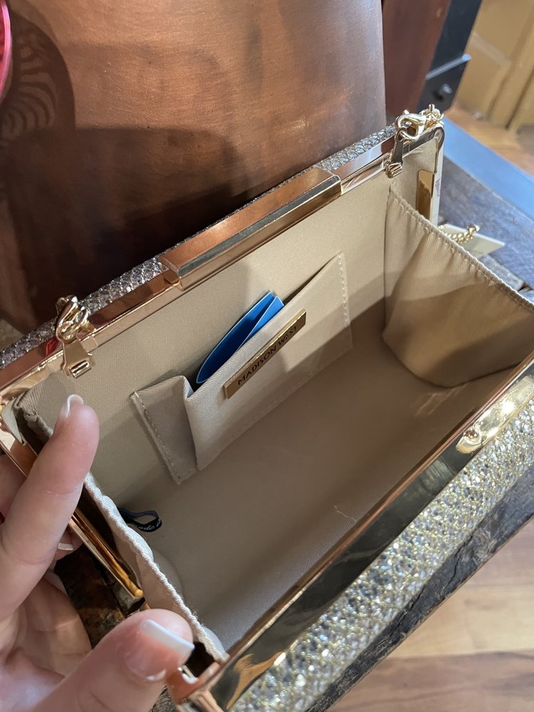 Madison West Gold Shimmer Snake Scale Purse