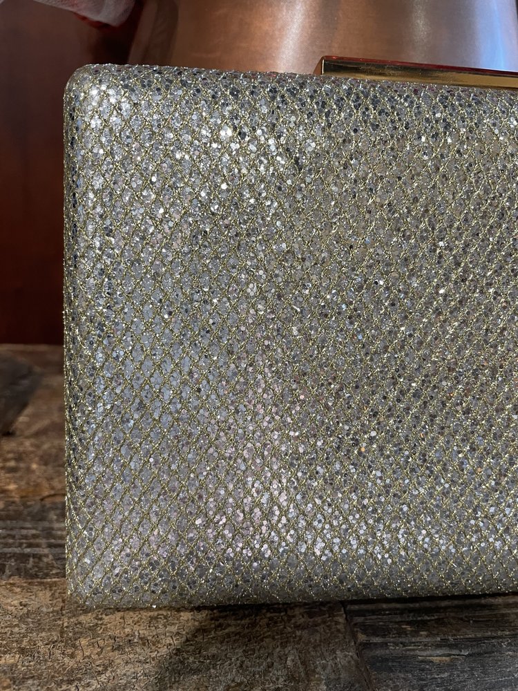 Madison West Gold Shimmer Snake Scale Purse