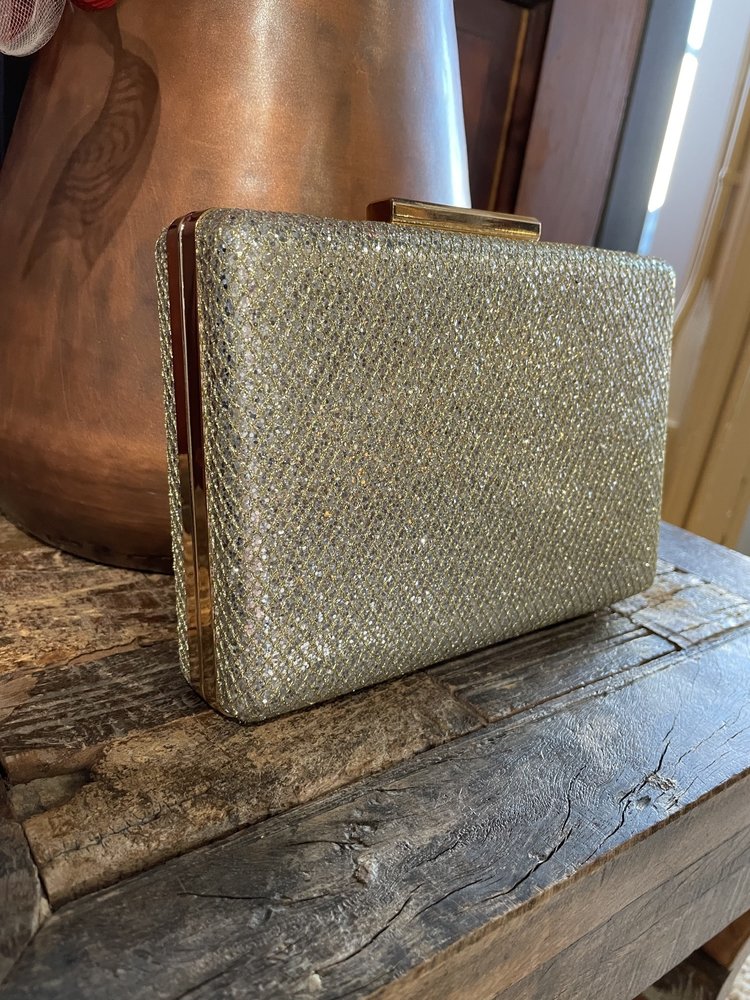 Madison West Gold Shimmer Snake Scale Purse