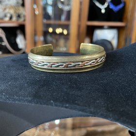 Gold Cuff with Silver and Copper Braid