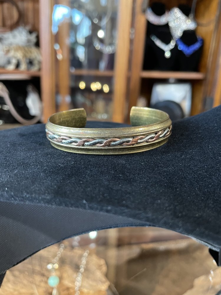 Gold Cuff with Silver and Copper Braid