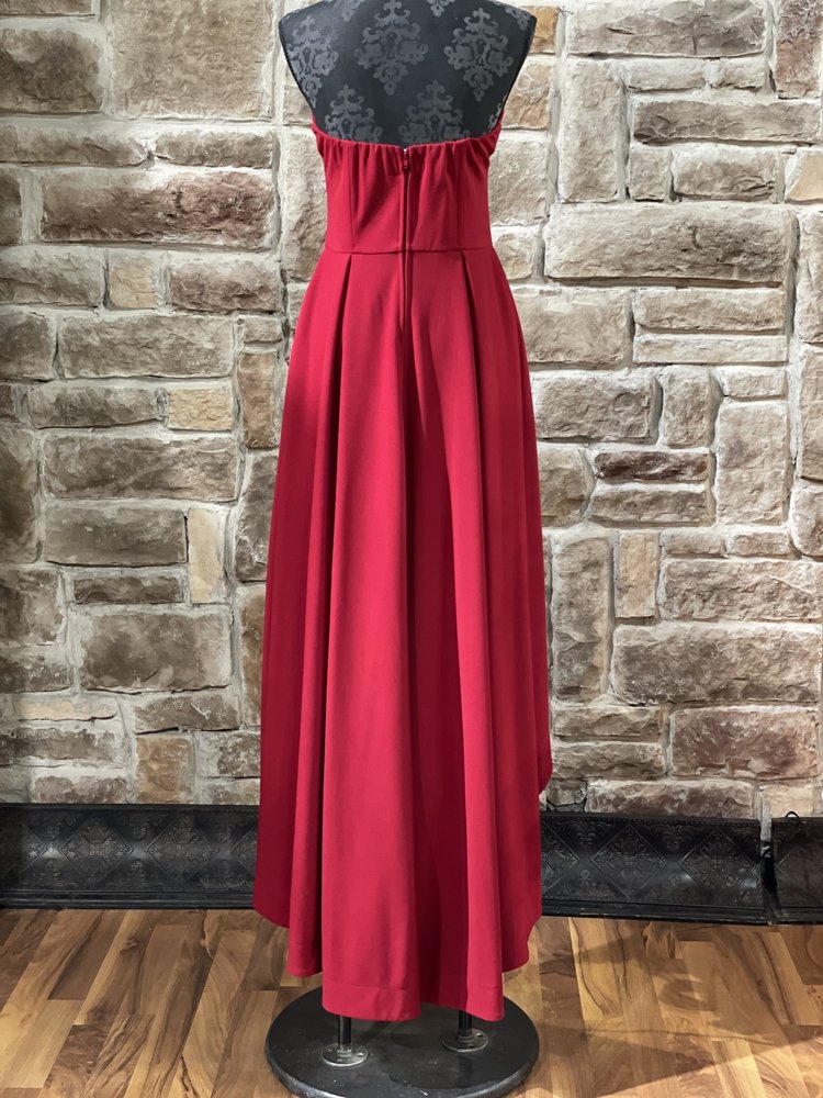 Speechless Red Strapless Box Pleat Hi-Lo Dress w/Pockets