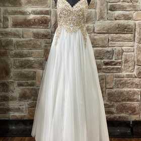 TLC Say Yes to the Prom White Ball Gown w/ Gold Detail Bodice