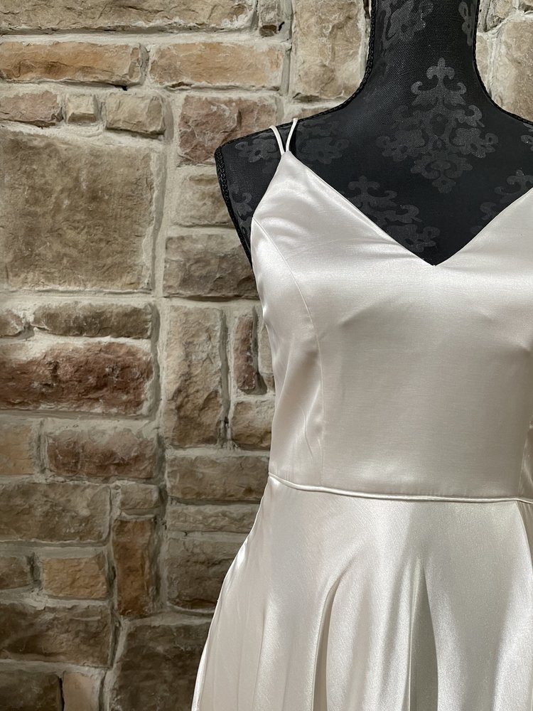 Sequin Hearts White Double Strap Satin Gown