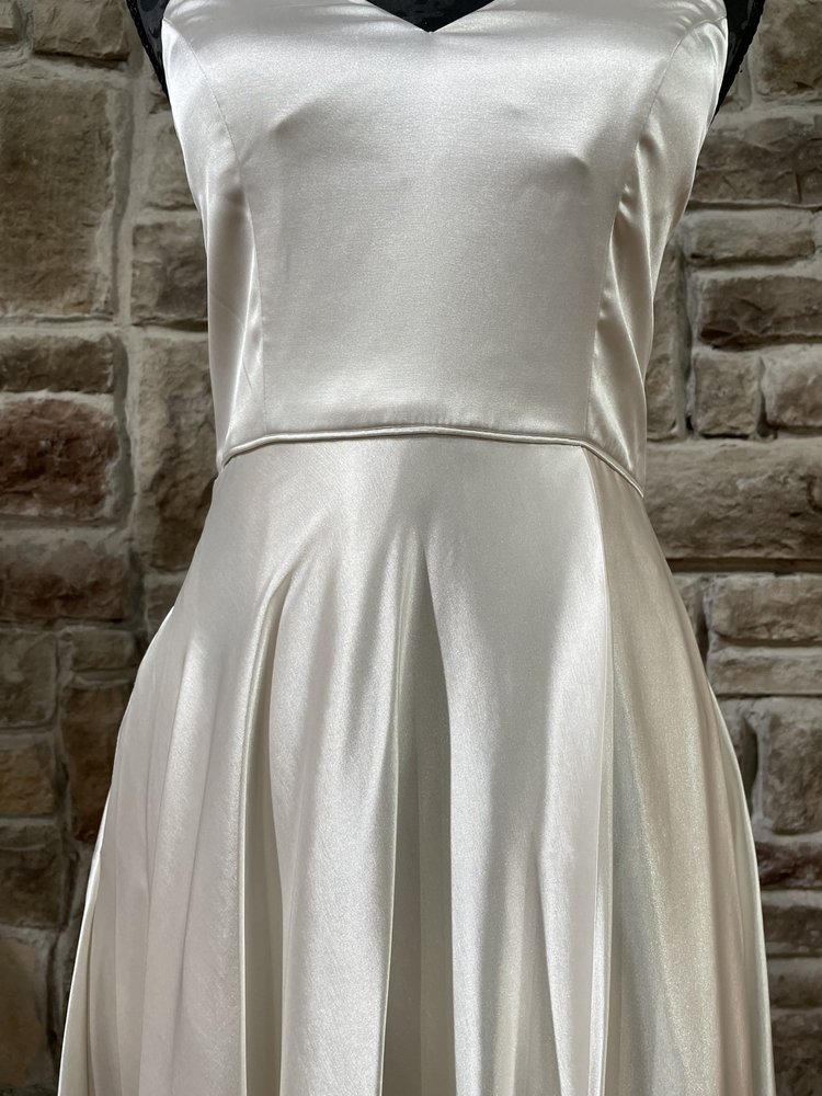 Sequin Hearts White Double Strap Satin Gown