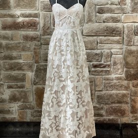 BCX White Floral Sequin Overlay Gown
