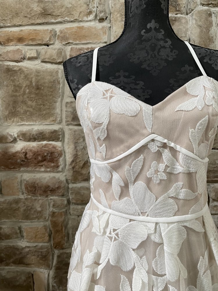 BCX White Floral Sequin Overlay Gown