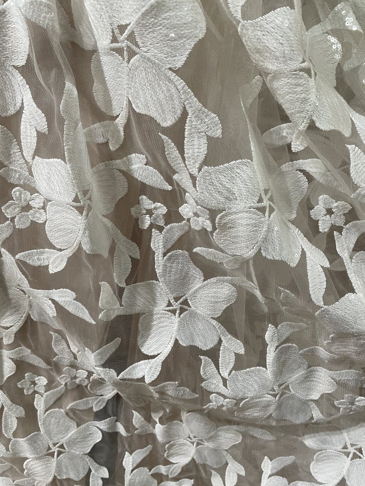 BCX White Floral Sequin Overlay Gown