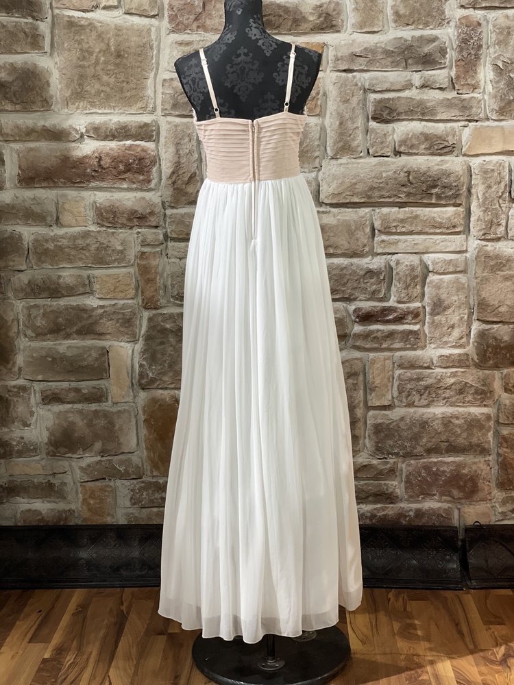 TLC Say Yes to the Prom Beige and White Embellished Top Gown