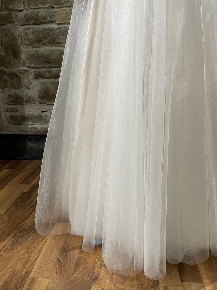 TLC Say Yes to the Prom Ivory Embroidered Overlay Corset Back Gown, Size 1/2